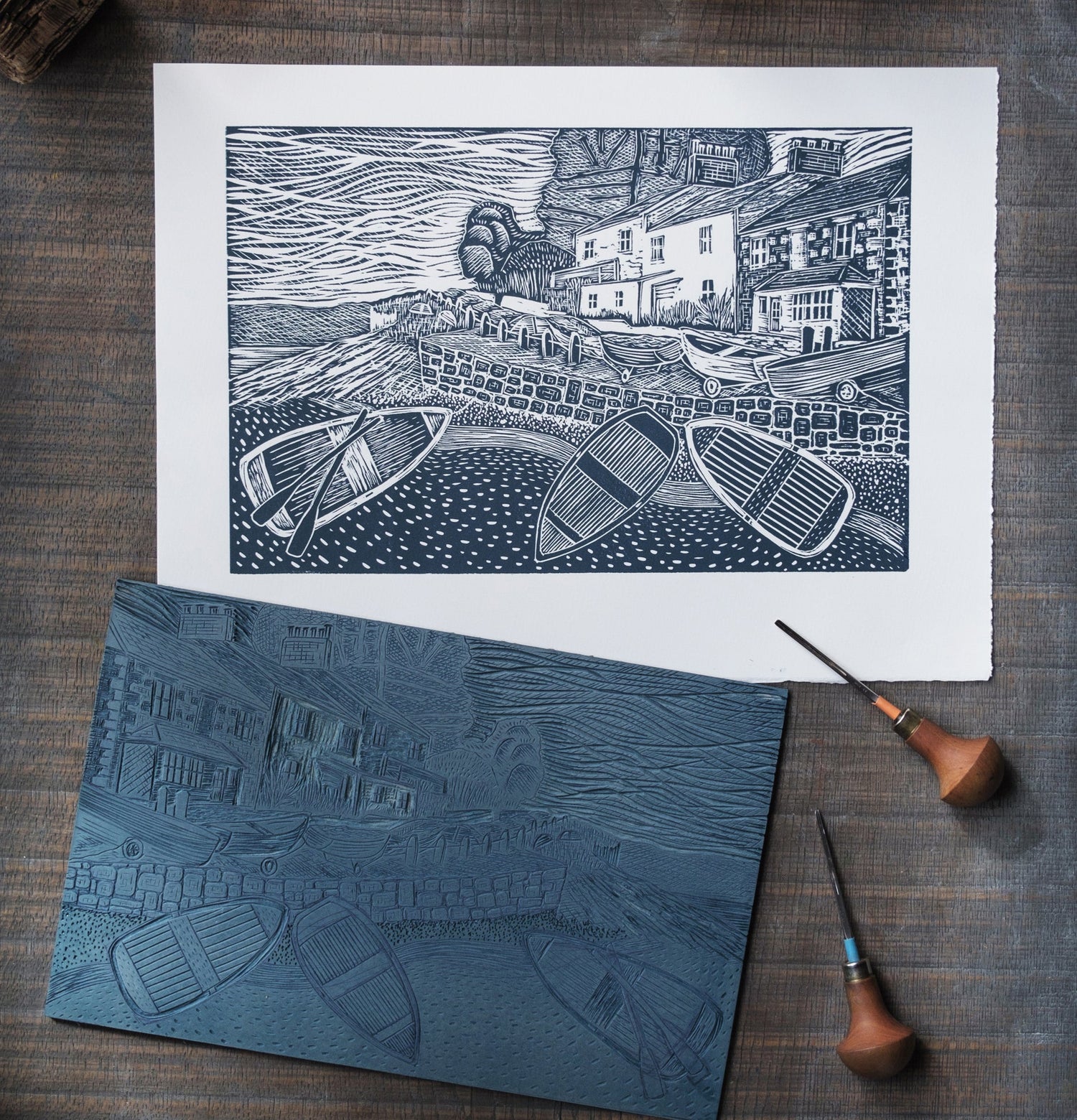 Coastal Lino Prints