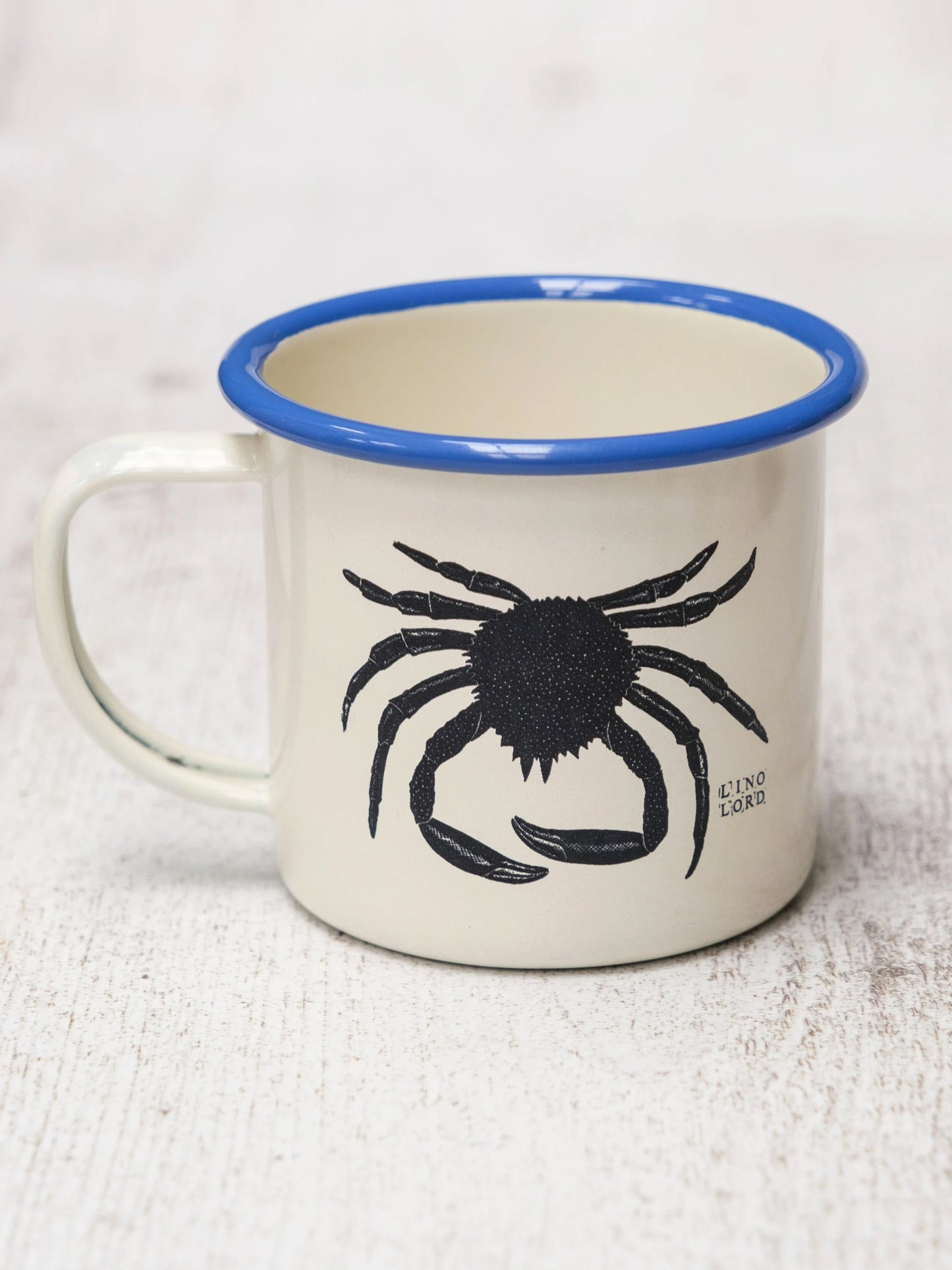 Cream Enamel Mug with Spider Crab Design