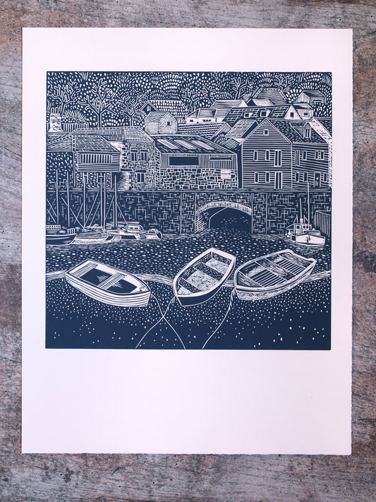 View towards Penryn Bridge Limited Edition Lino Print