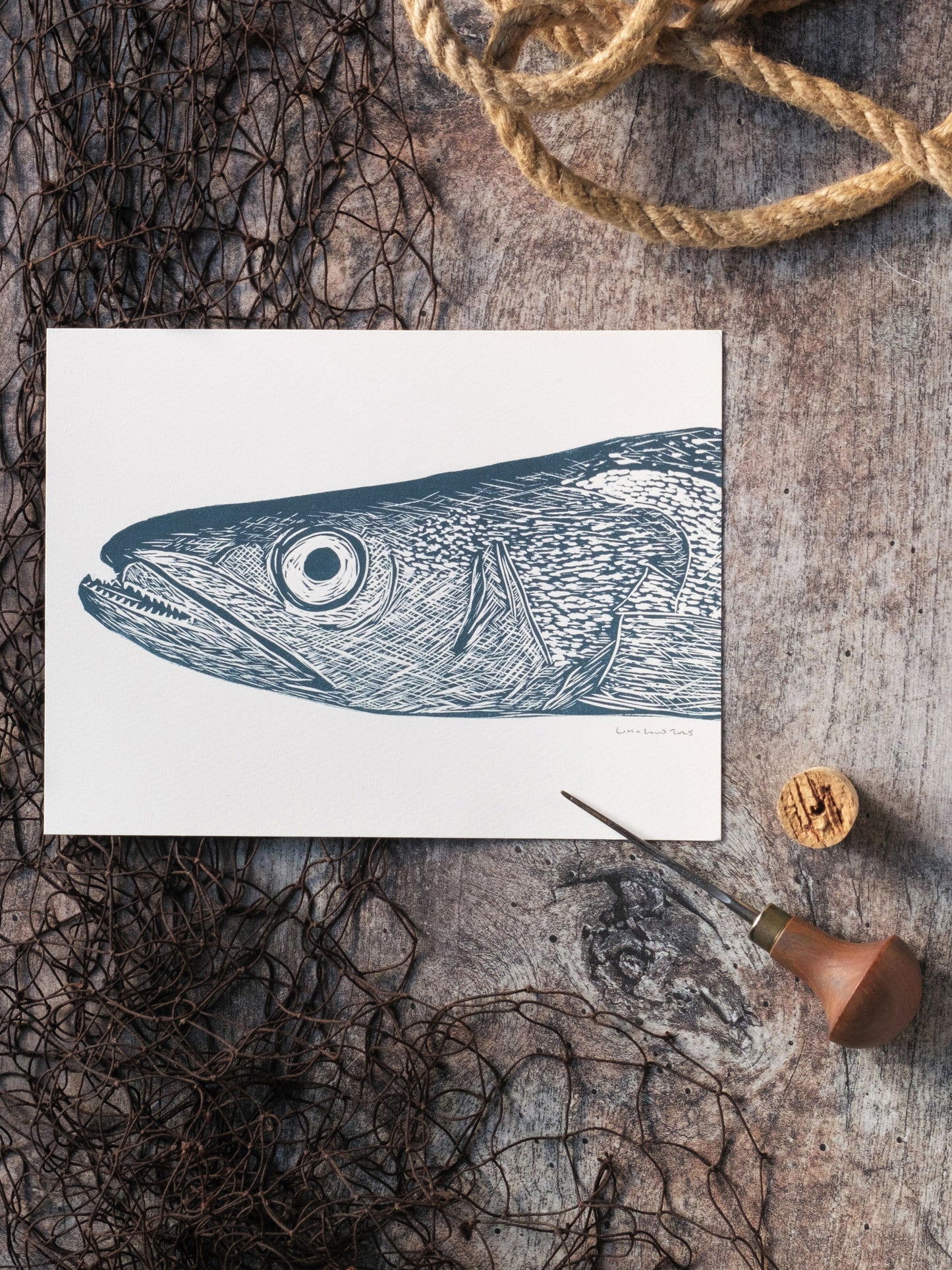 Hake Head Lino Print