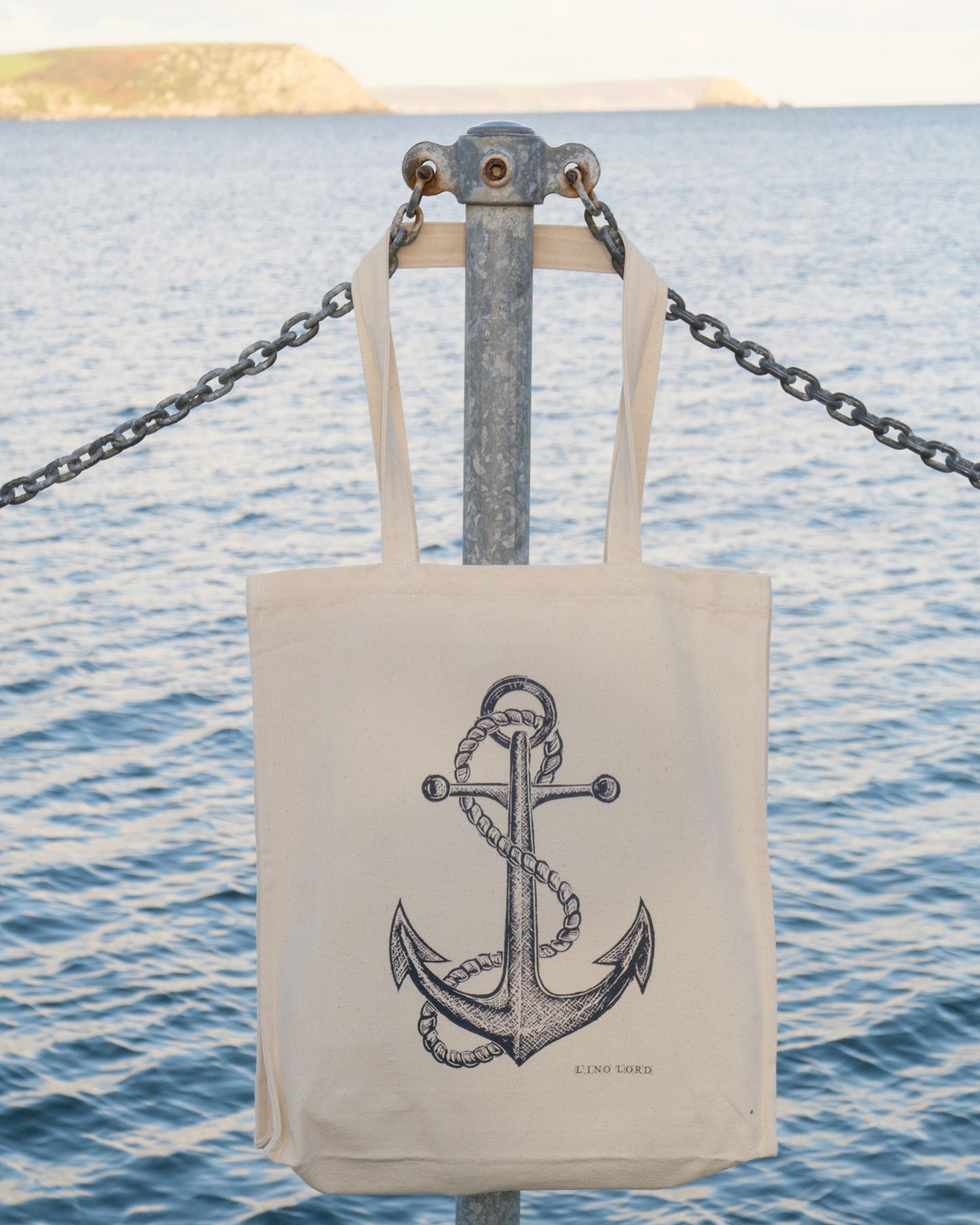 Canvas shopper bag with Anchor Lino Print