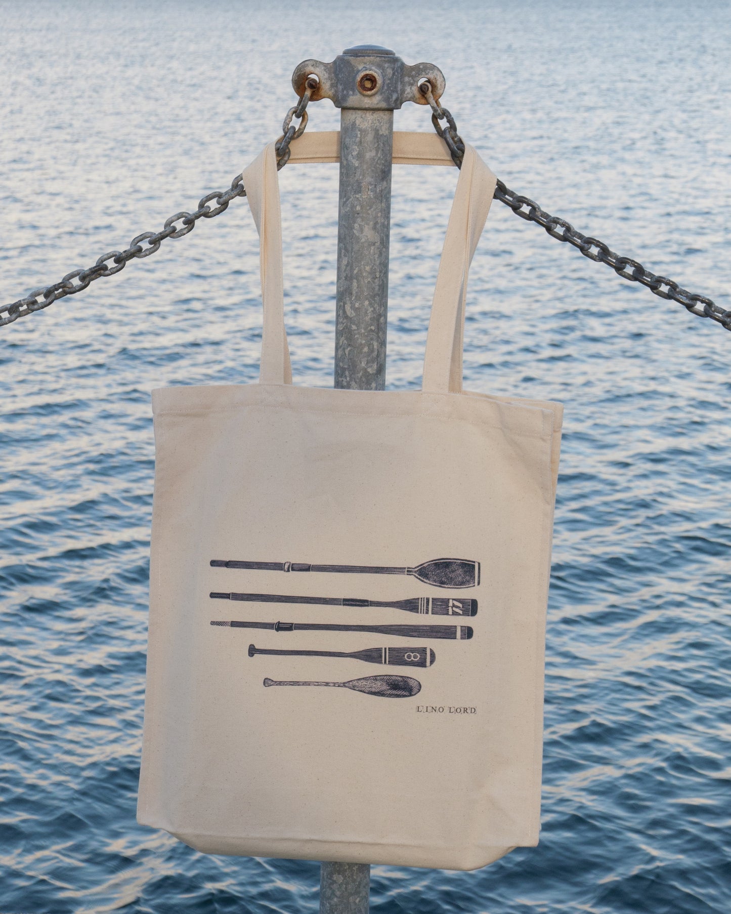 Canvas shopper bag with Oars & Paddles Lino Print