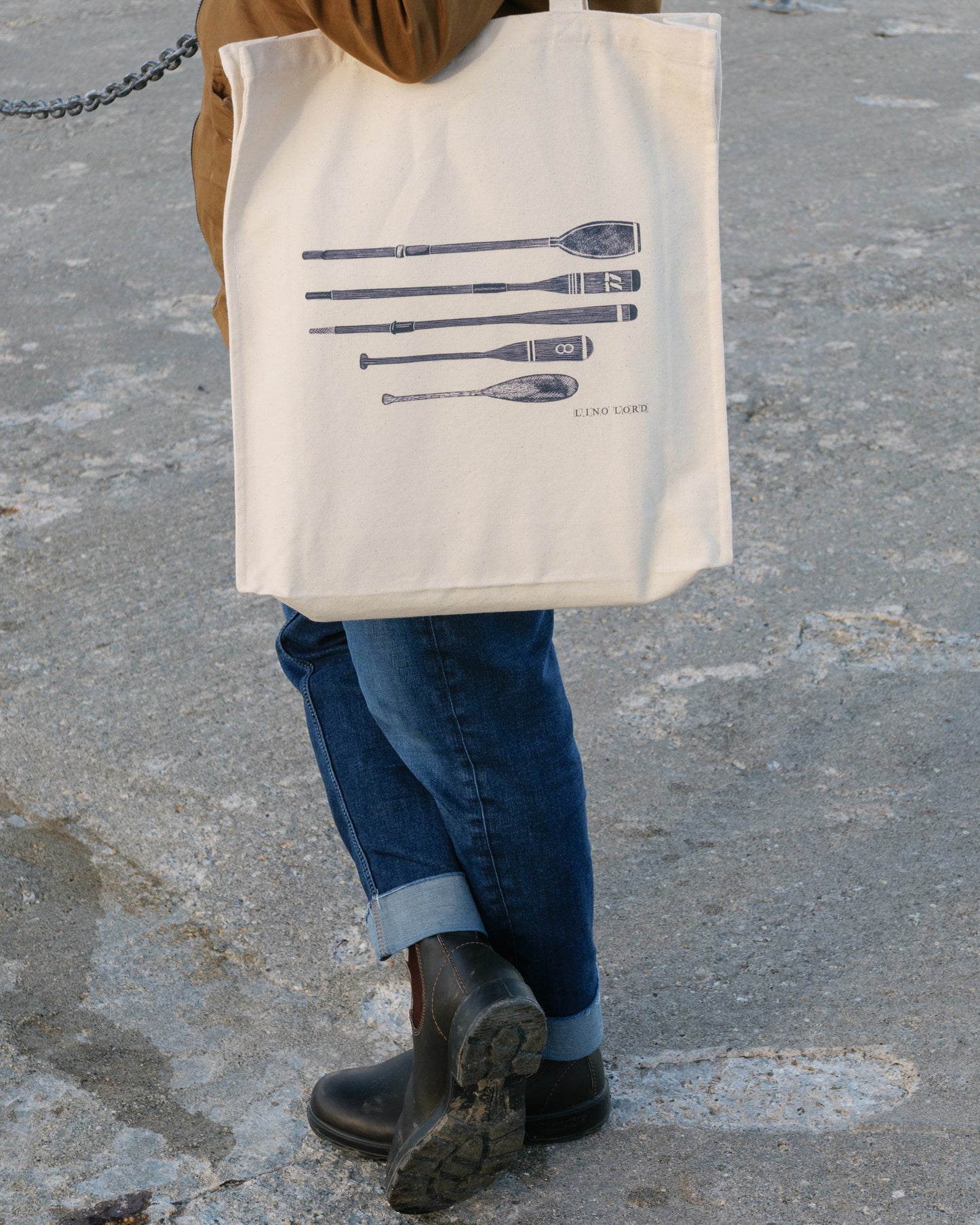 Canvas shopper bag with Oars & Paddles Lino Print