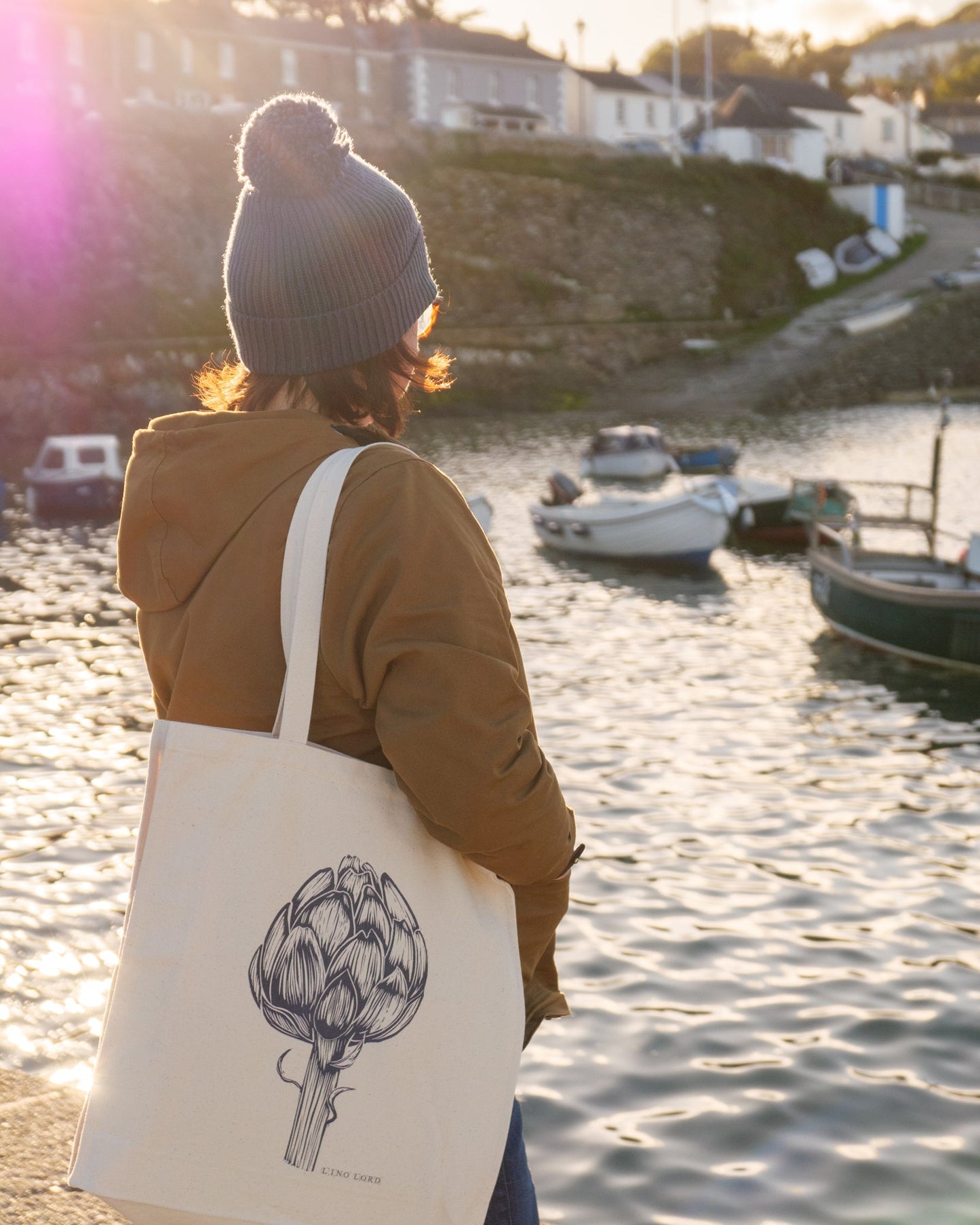 Canvas shopper bag with Bicycle Lino Print
