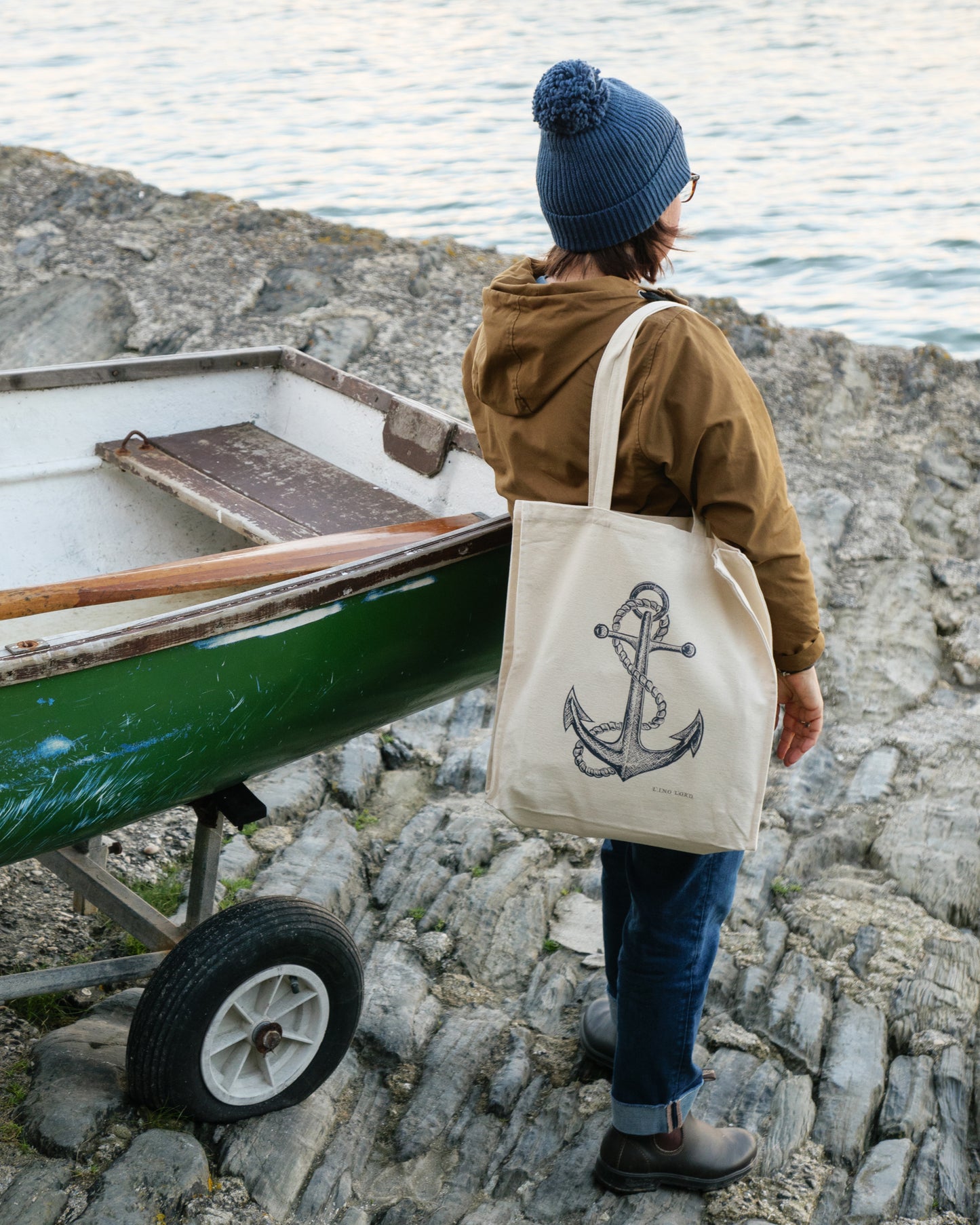 Canvas shopper bag with Anchor Lino Print