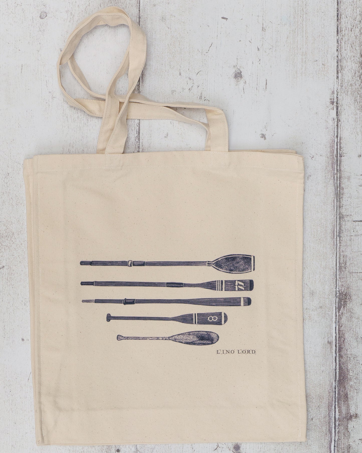 Canvas shopper bag with Oars & Paddles Lino Print