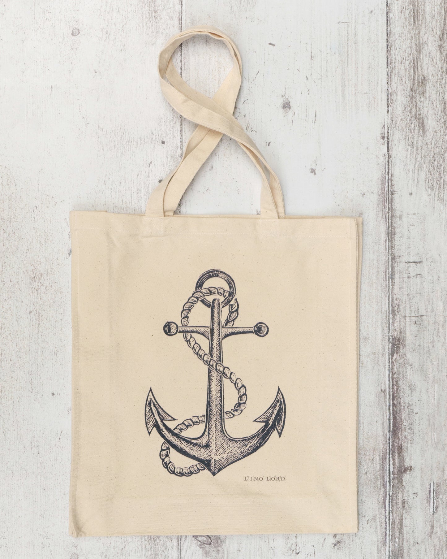 Canvas shopper bag with Anchor Lino Print