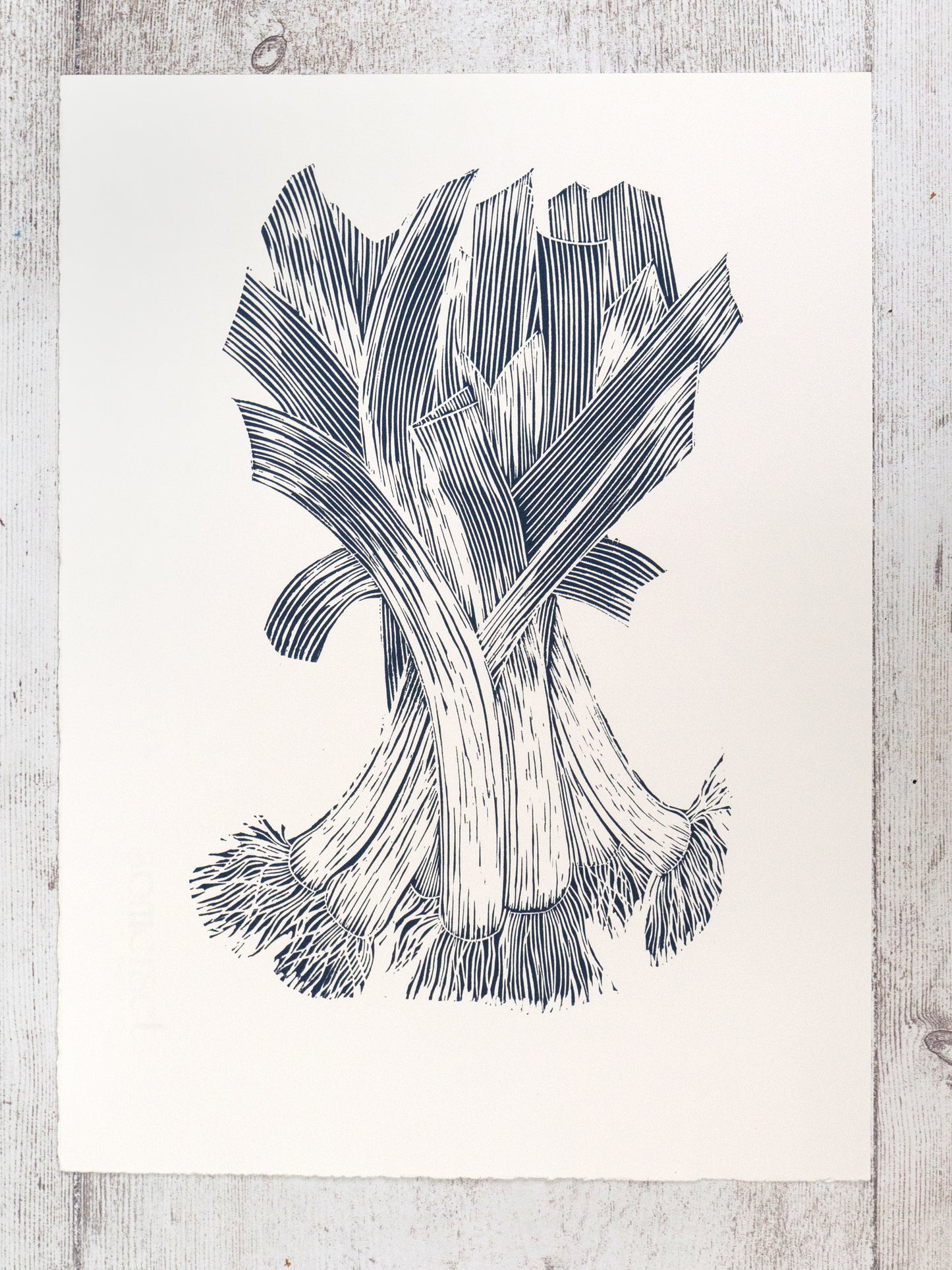 Bunch of Leeks Original Lino Print