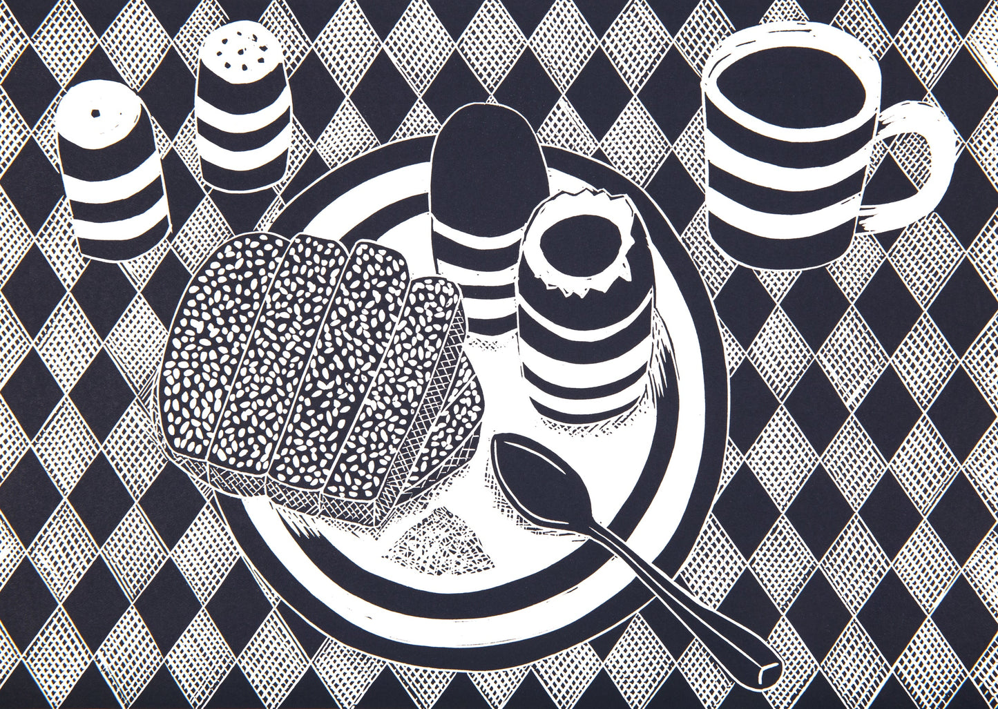 Boiled Eggs and Soldiers Lino Print - Test Print
