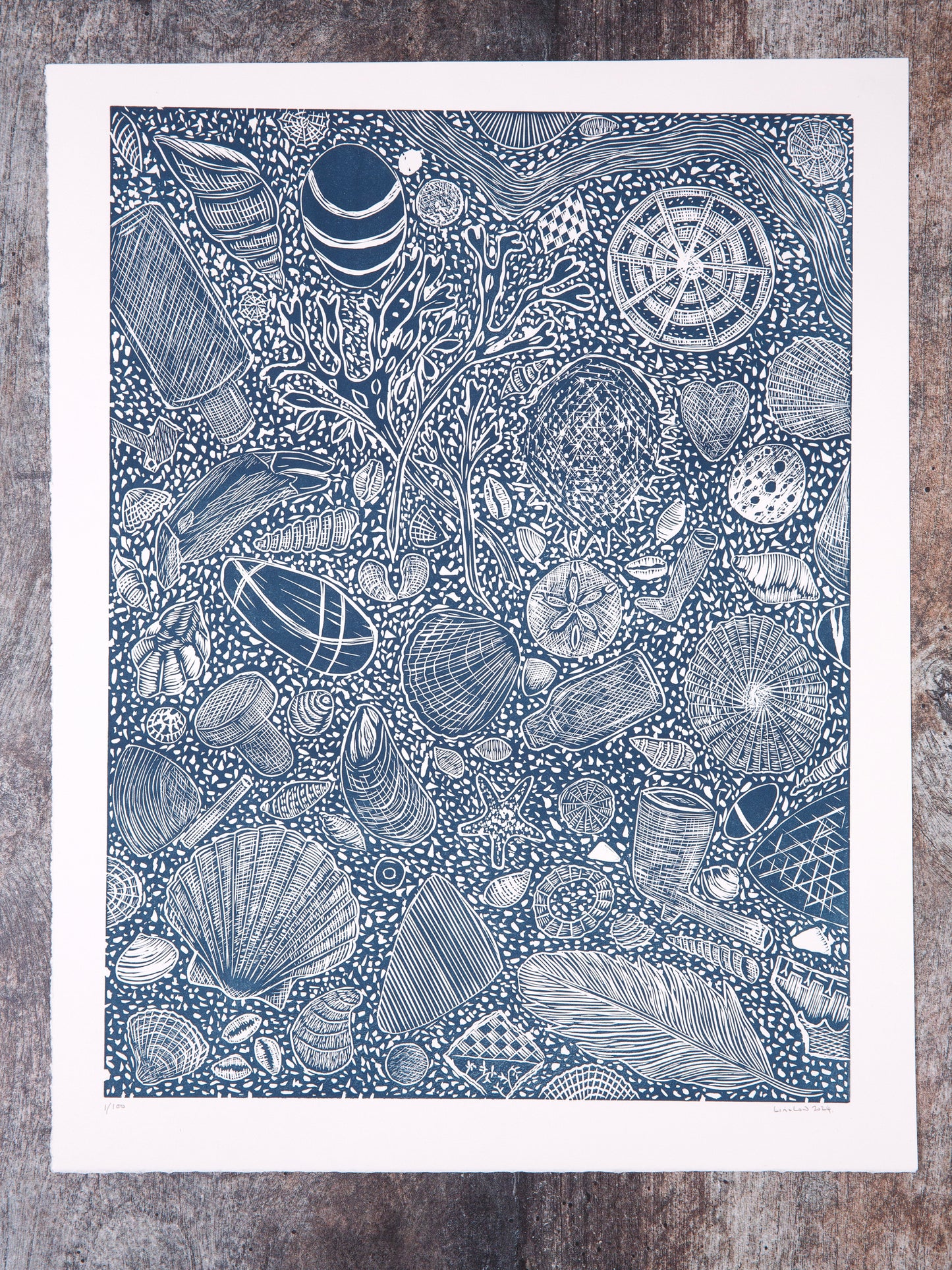 Hidden Beach Finds, Limited Edition Lino Print