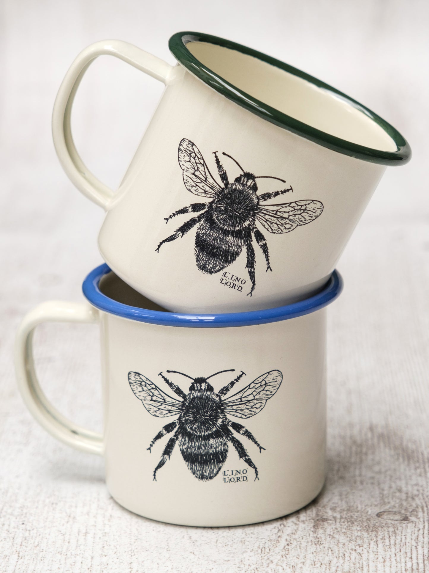Cream Enamel Mug with Bee Design