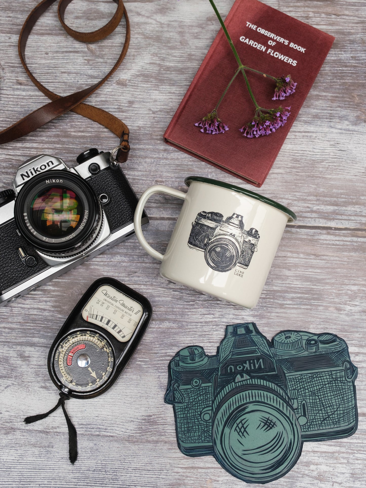 Printed Enamel Mug | Cream Enamel Mug | Lino Lord