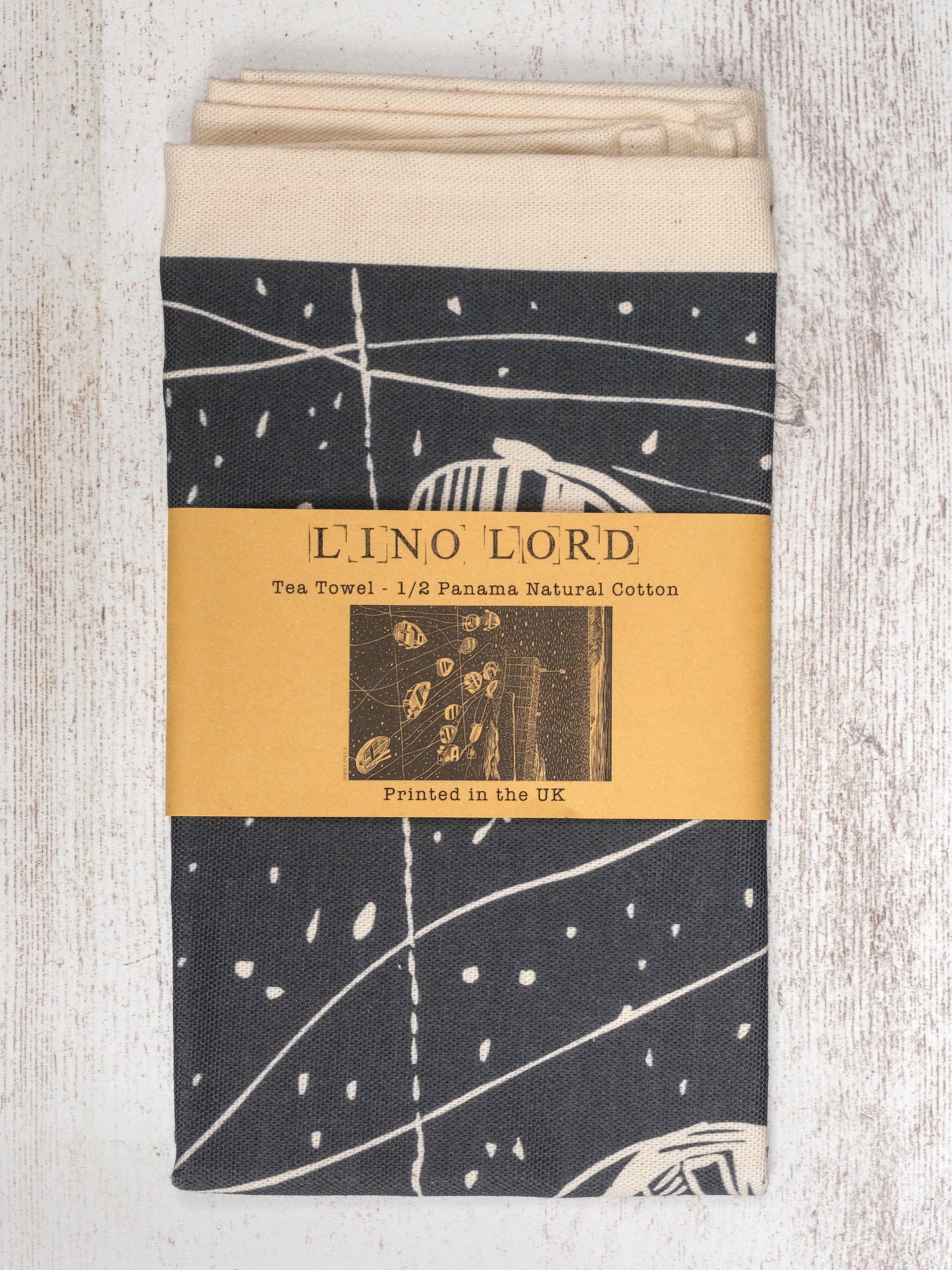 Cotton Tea Towel with Portscatho Lino Print