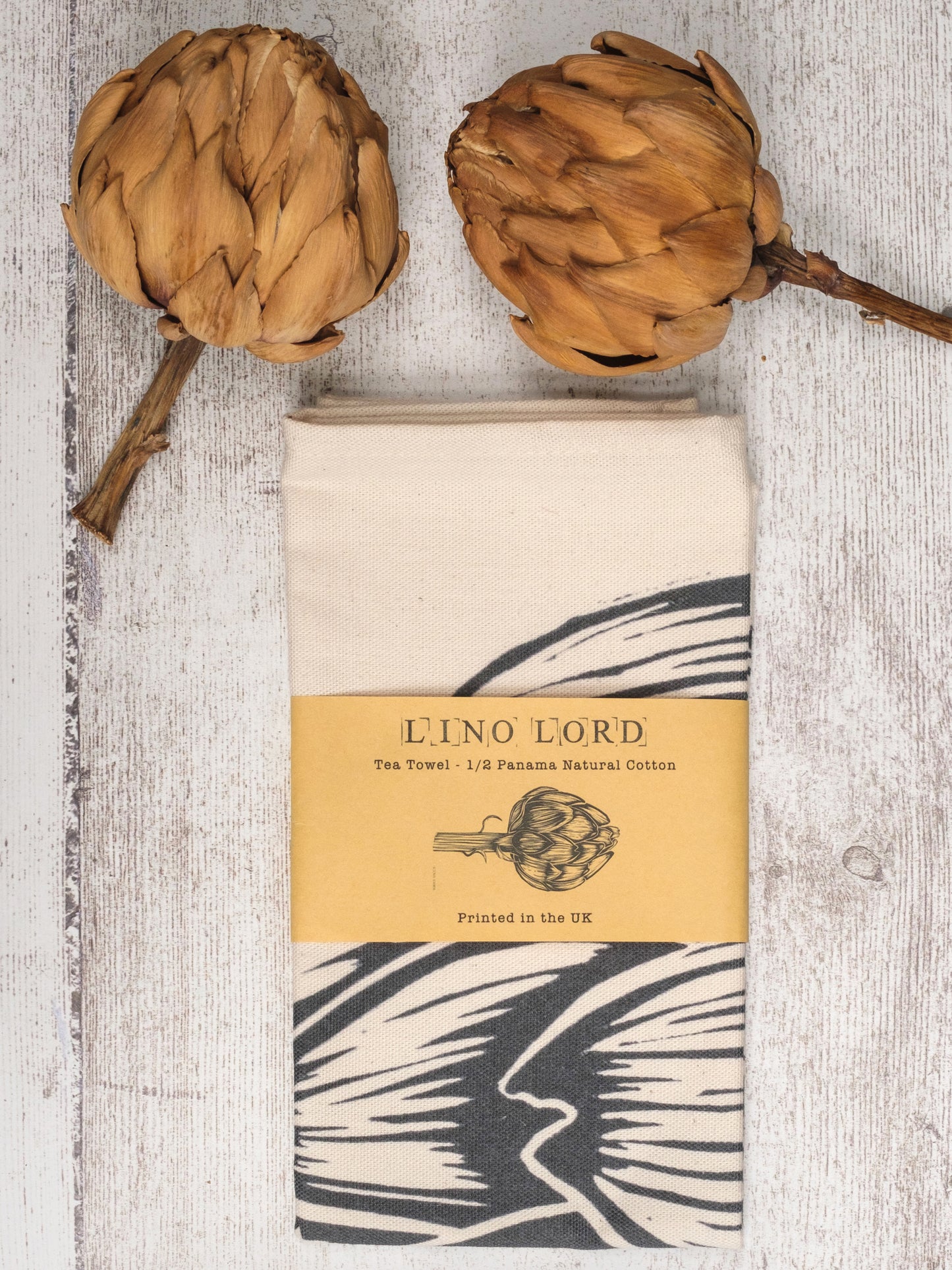 Artichoke Lino Prints | Cotton Tea Towel | Lino Lord