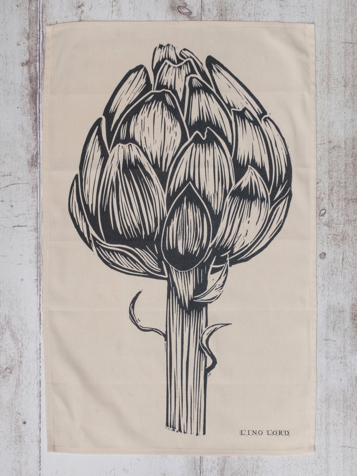 Artichoke Lino Prints | Cotton Tea Towel | Lino Lord