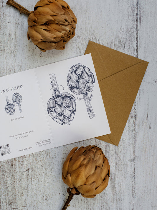 Two Artichokes A5 Greeting Card