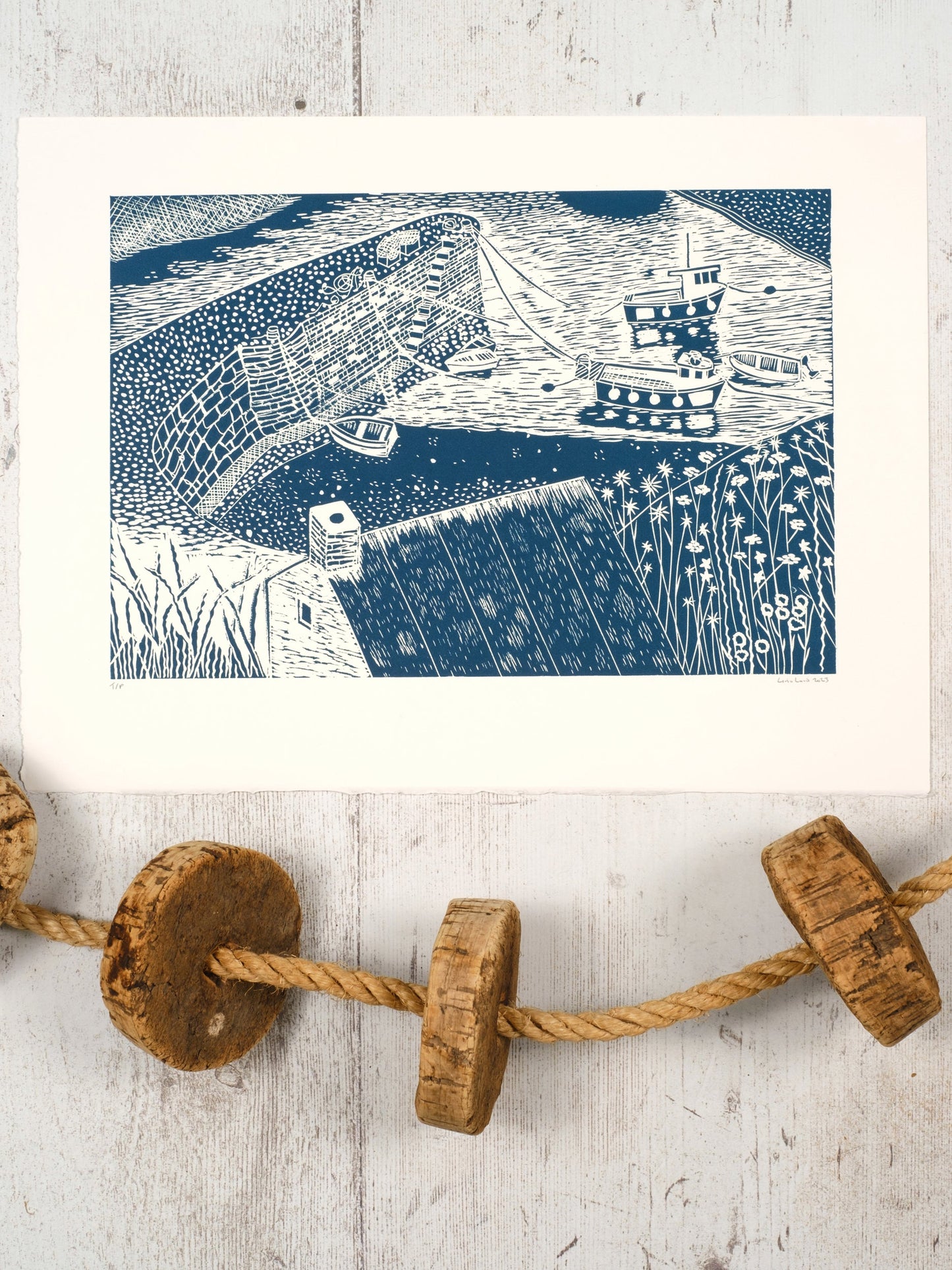 Porthgain Test Print | St Davids Lino Print | Lino Lord