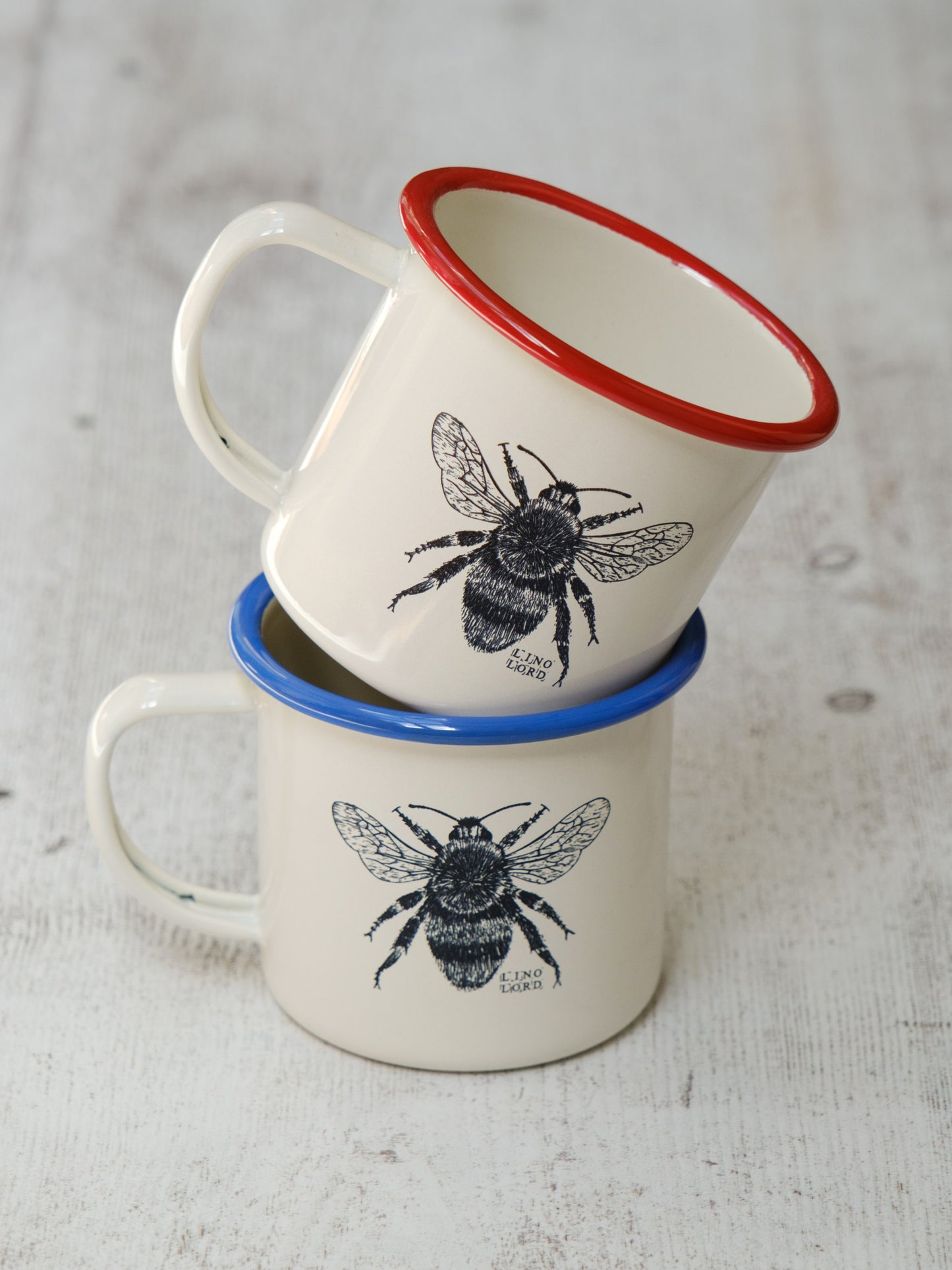 Cream Enamel Mug with Bee Design