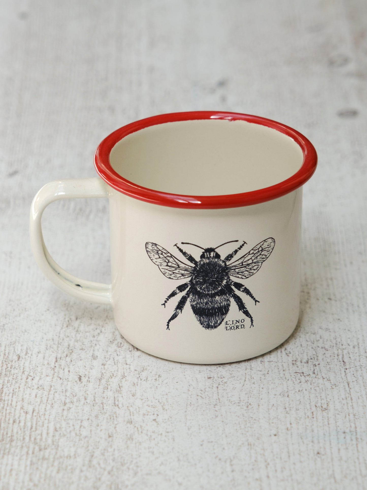Cream Enamel Mug with Bee Design