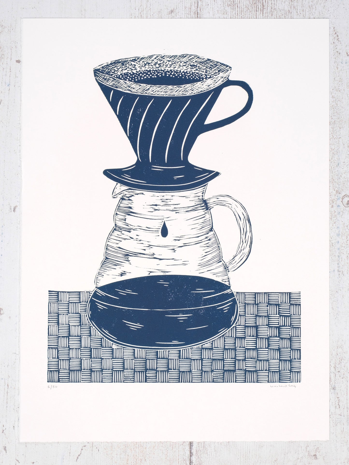 The Final Drop, V60 Coffee Dripper, Limited Edition Lino Print