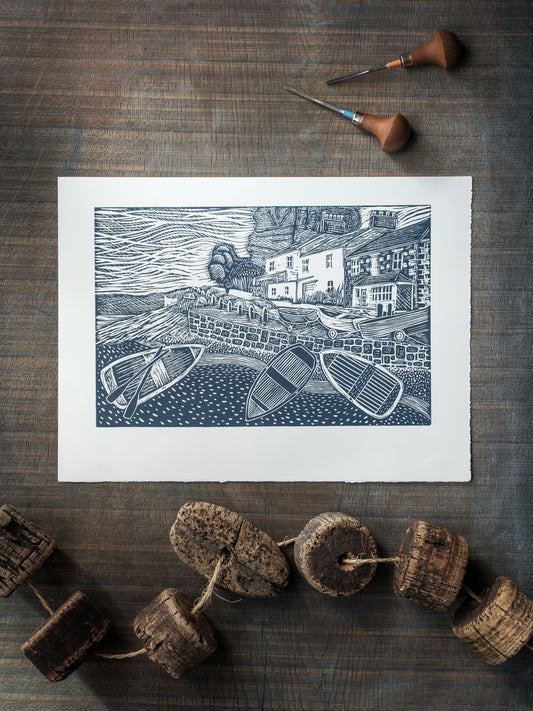 Spring Time, Helford Passage Limited Edition Lino Print