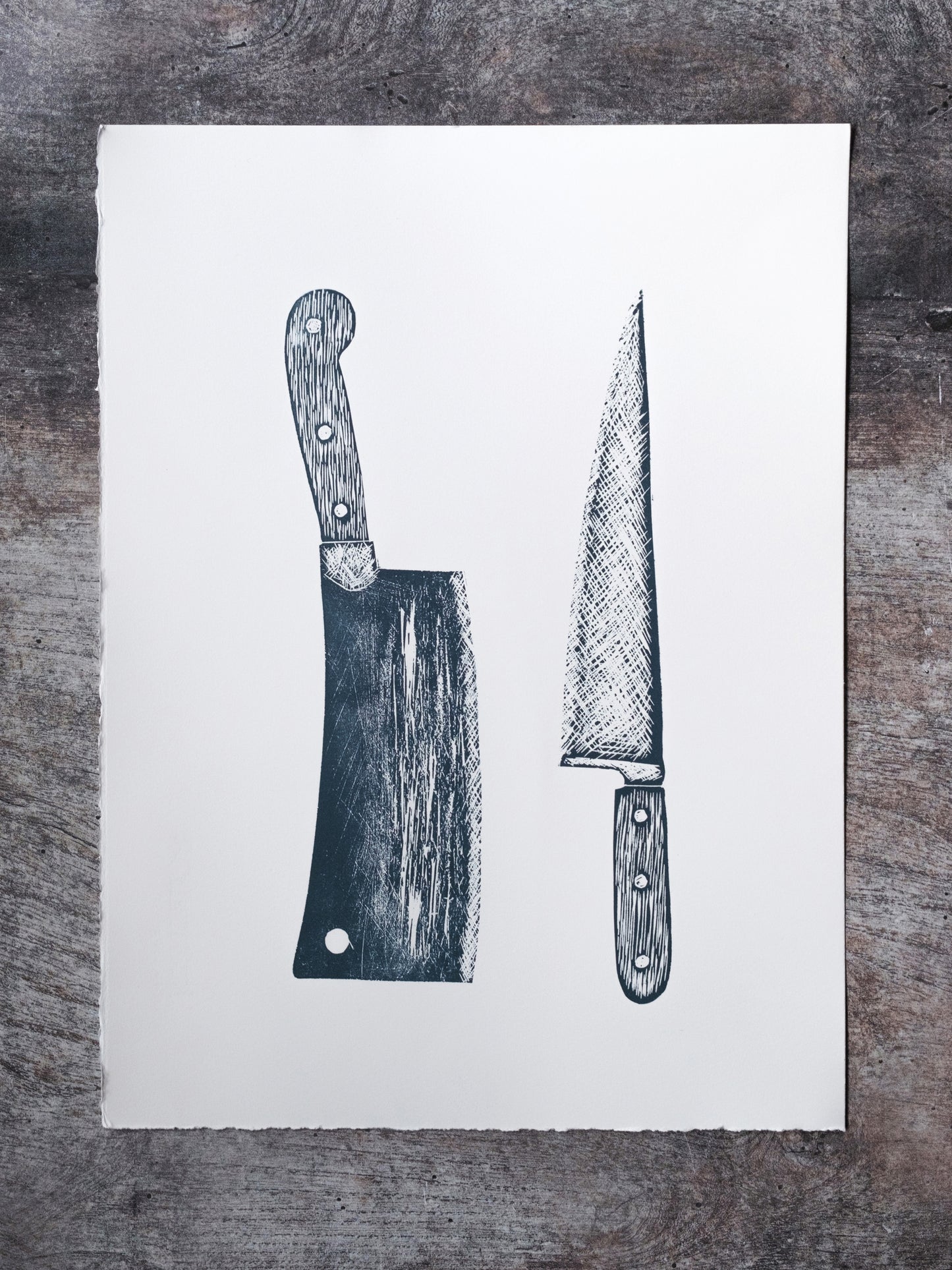 Knife and Cleaver Limited Edition Lino Print
