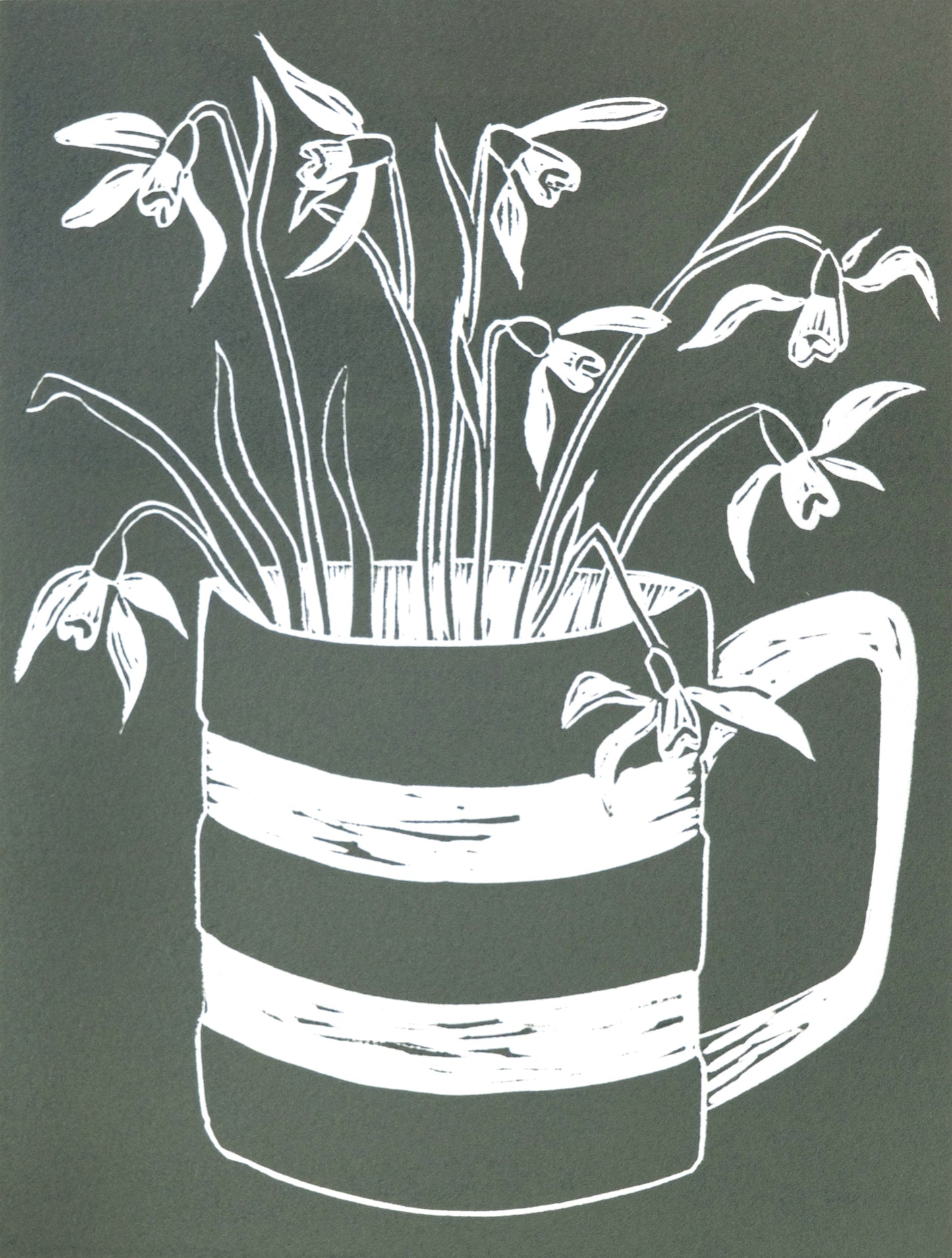Snowdrops in Cornishware Wild Green