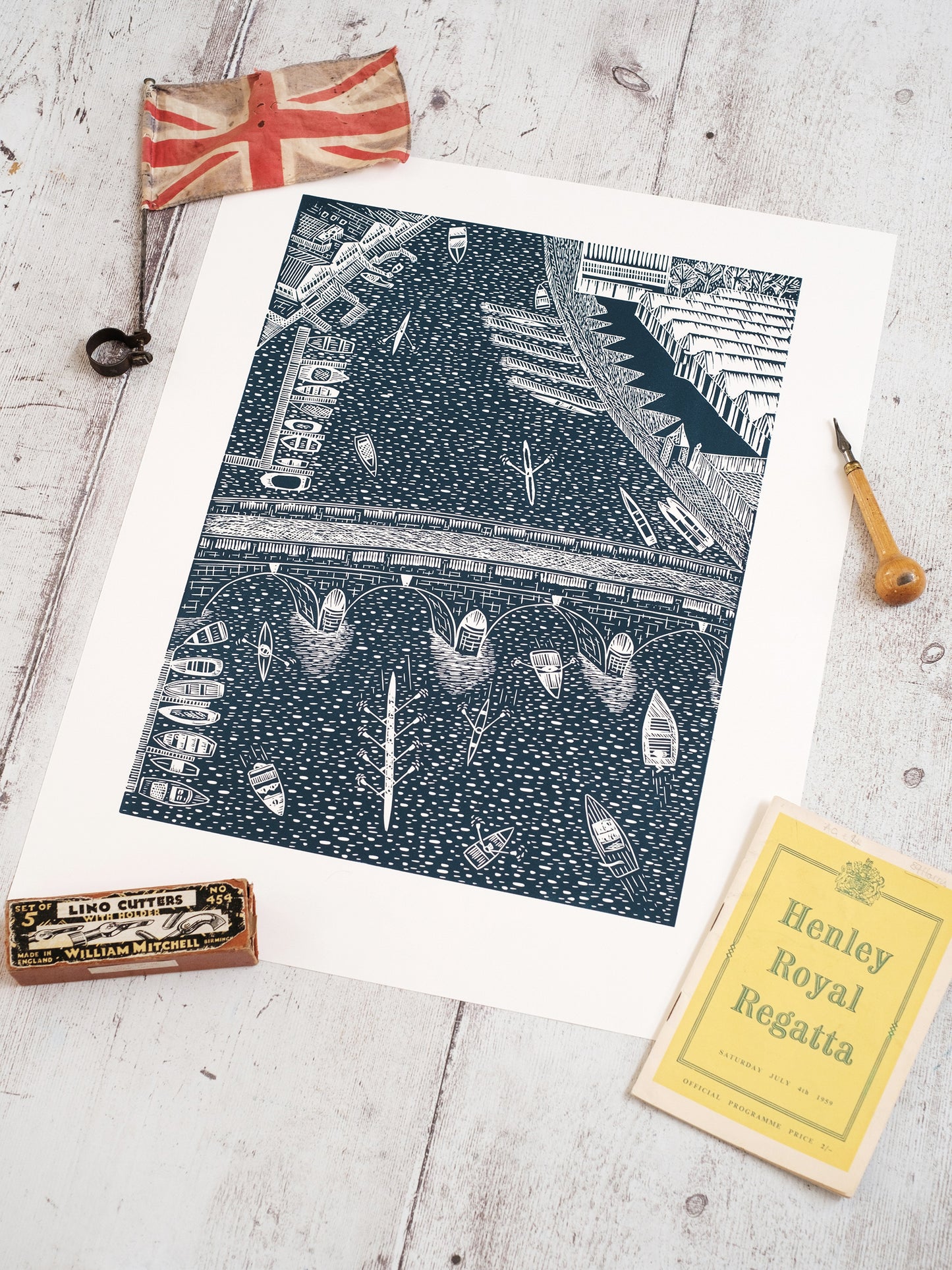 Sunday Morning in Henley-on-Thames, Limited Edition Lino Print