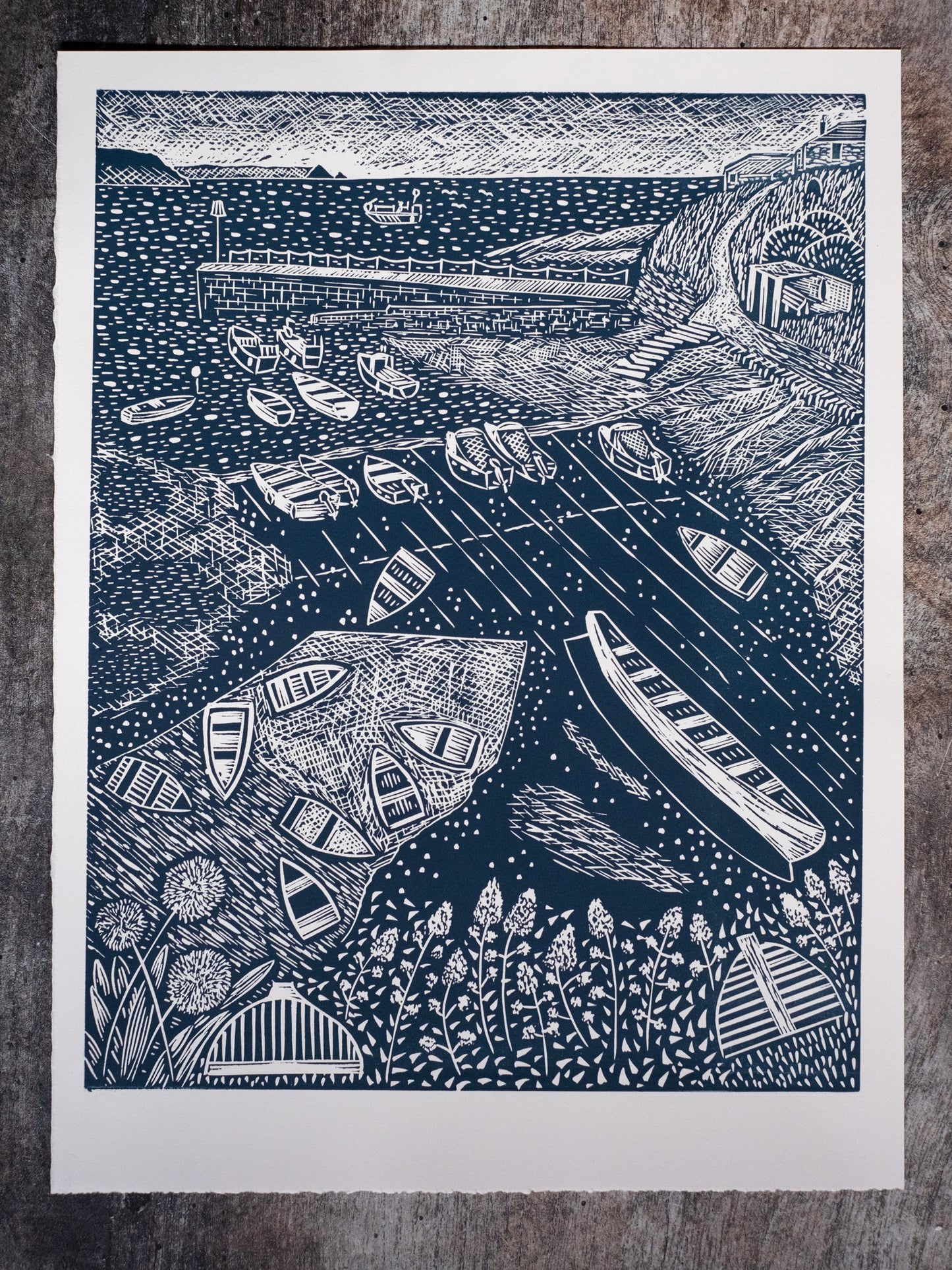 Morning Coffee, Portscatho Lino Print - Test Print