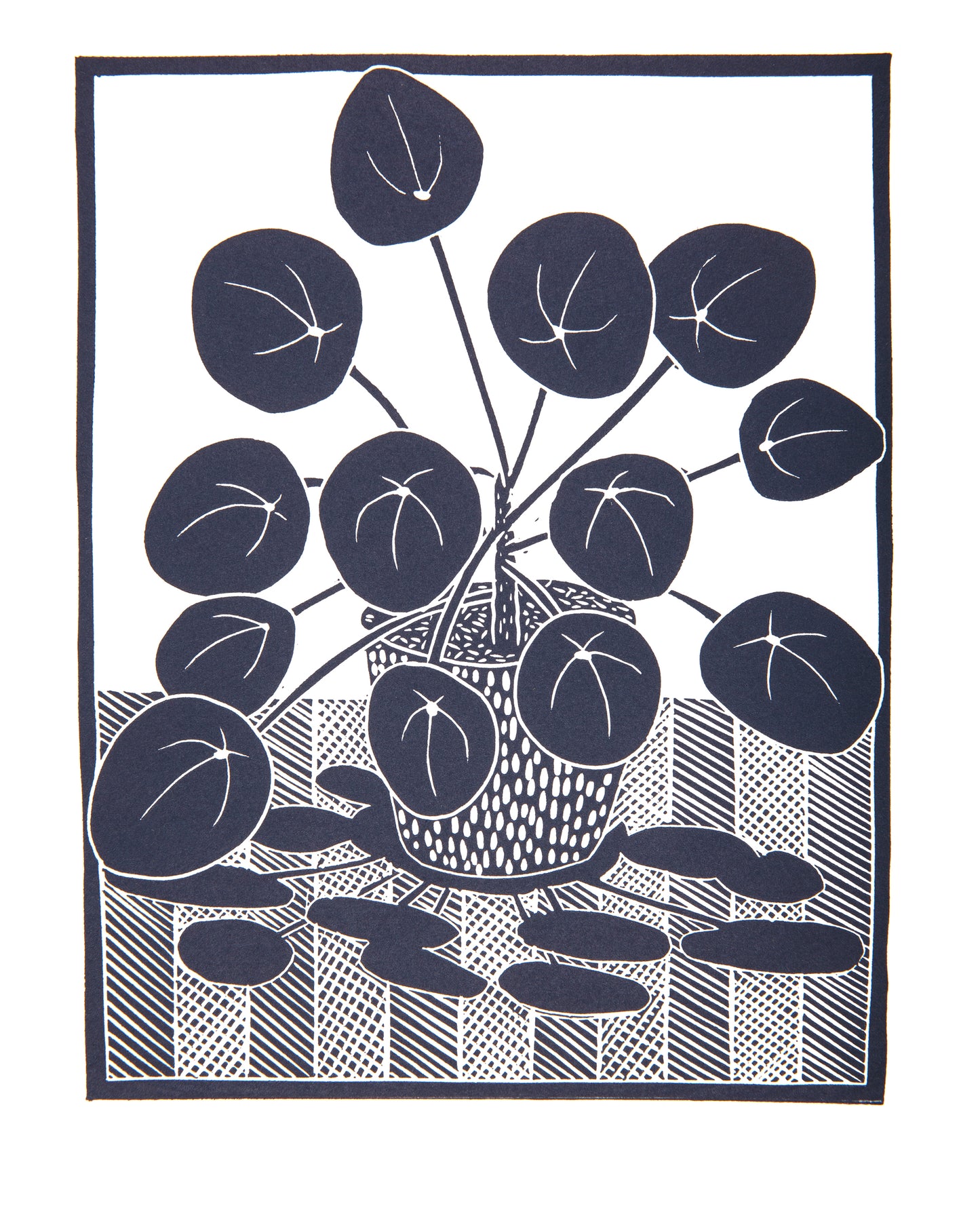Chinese Money Plant Lino Print