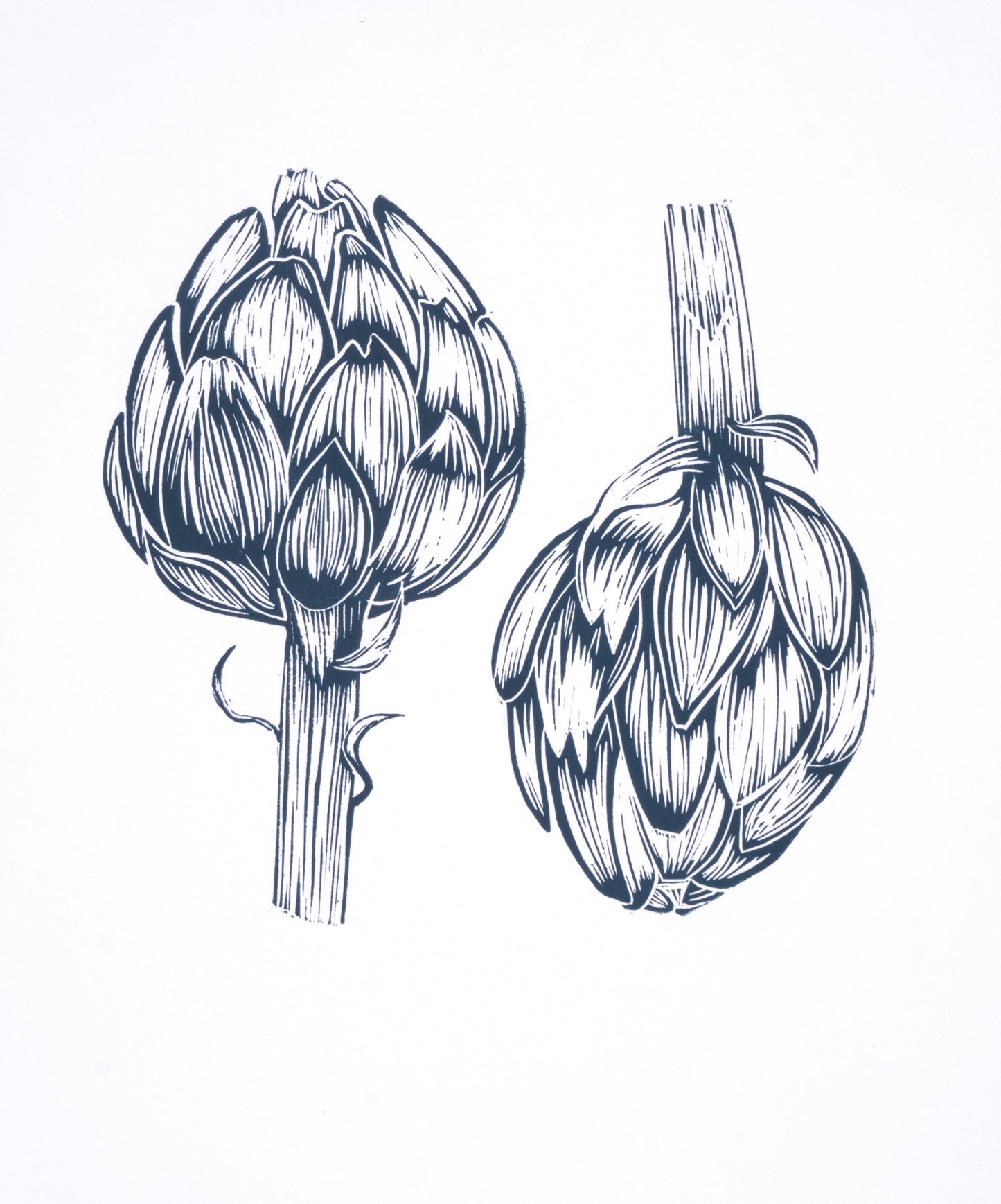 Two Artichokes Limited Edition Lino Print