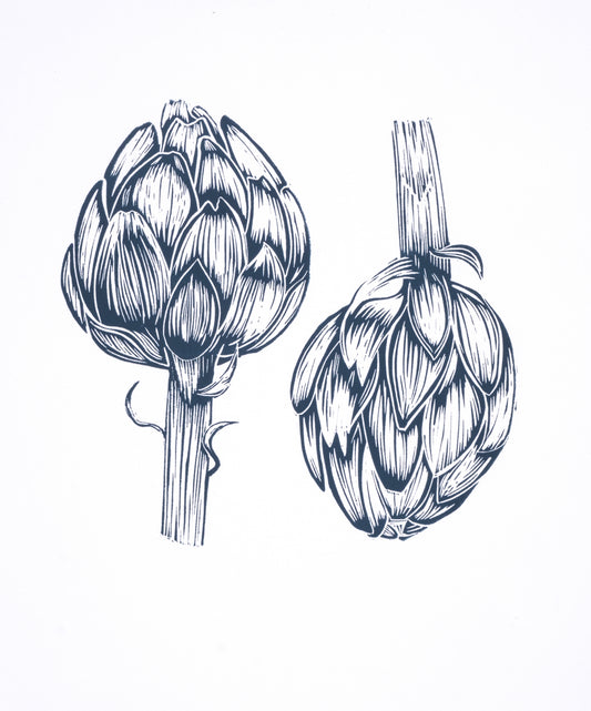 Two Artichokes Limited Edition Lino Print