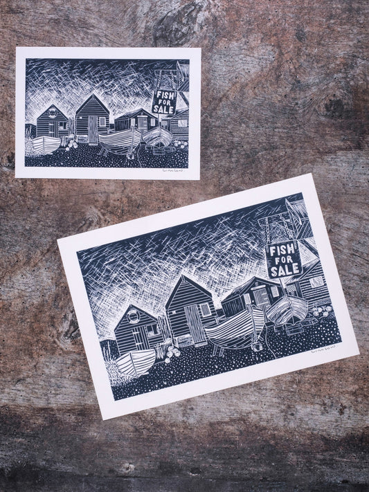 Fisherman's Huts, Southwold, Digital Print