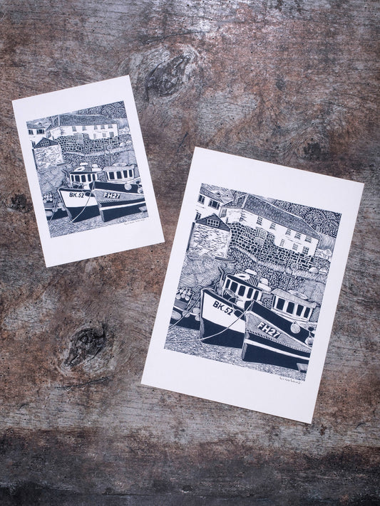 Fishing Boats, Coverack Harbour Digital Print