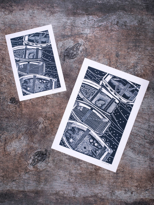 Four Rowing Boats From Above Digital Print