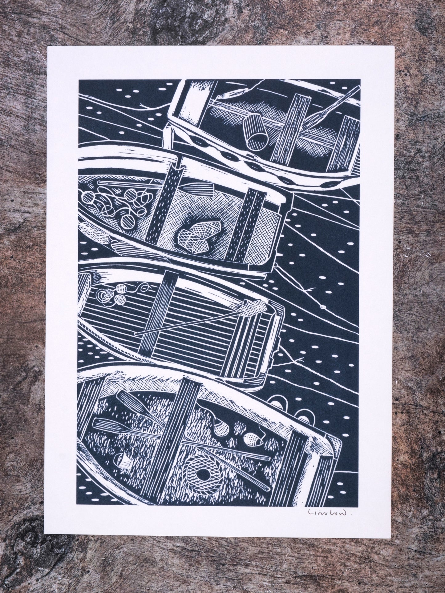 Four Rowing Boats From Above Digital Print