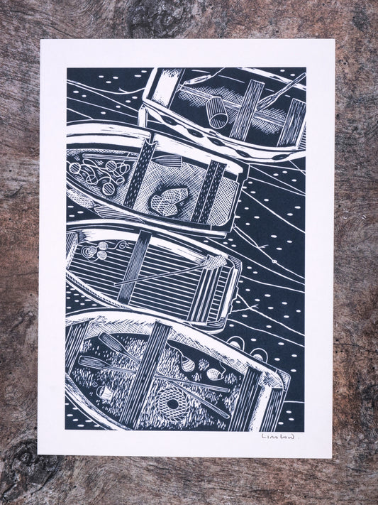 Four Rowing Boats From Above Digital Print