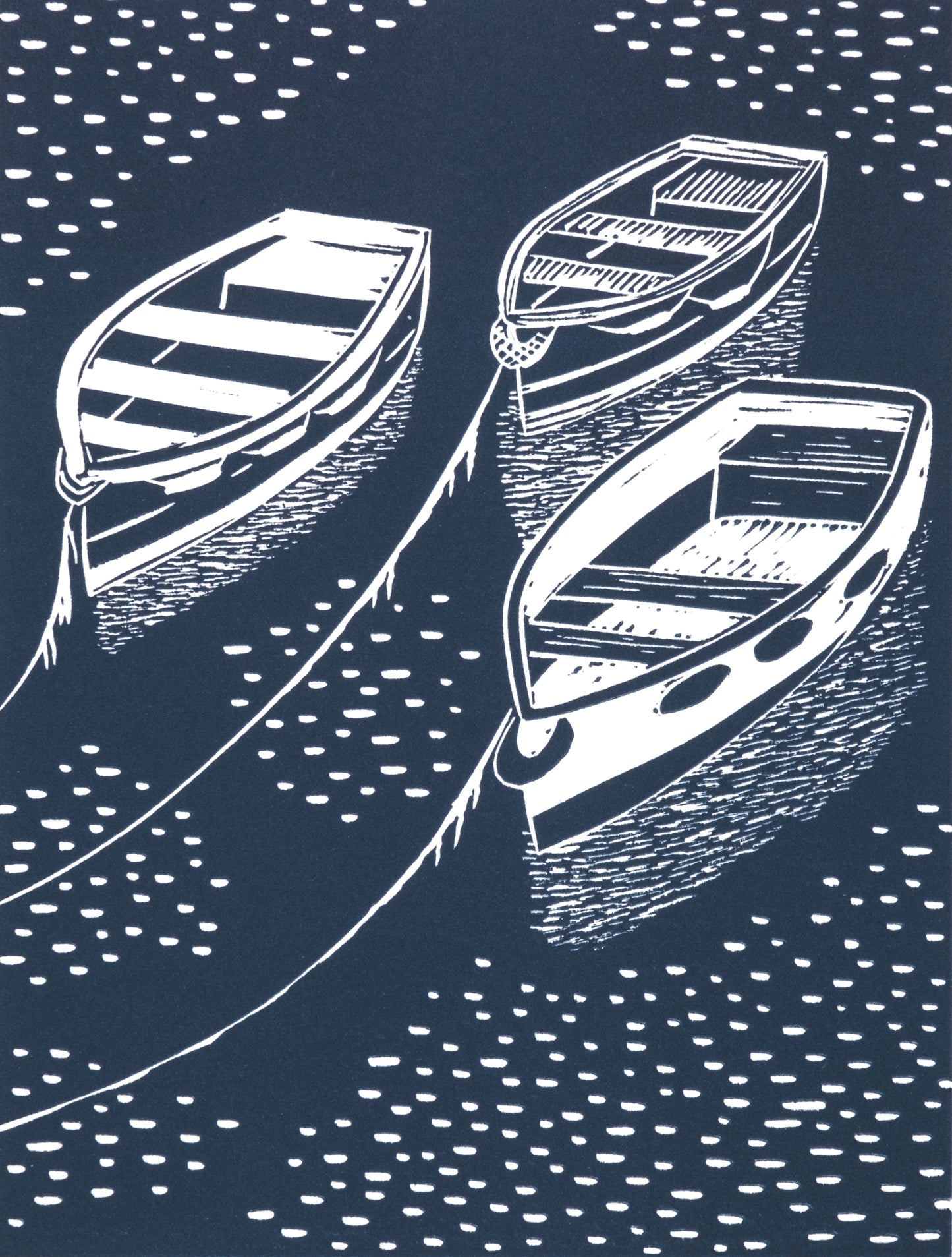 Glimmering Moorings, St Mawes Limited Edition Lino Print
