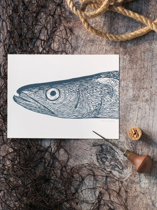 Hake Head Lino Print