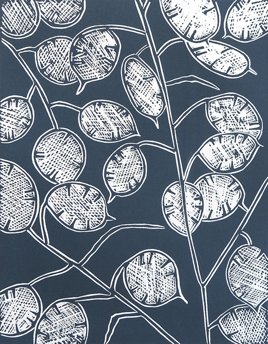 Honesty Seedheads, Limited Edition Lino Print