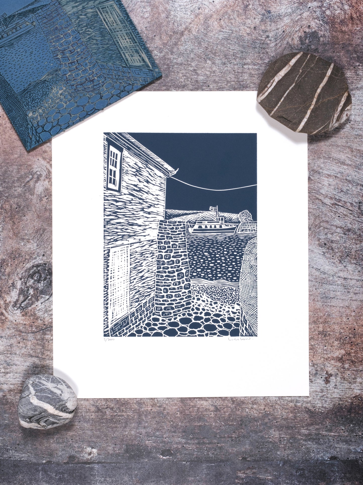 Idle Rocks Slipway, St Mawes Limited Edition Lino Print