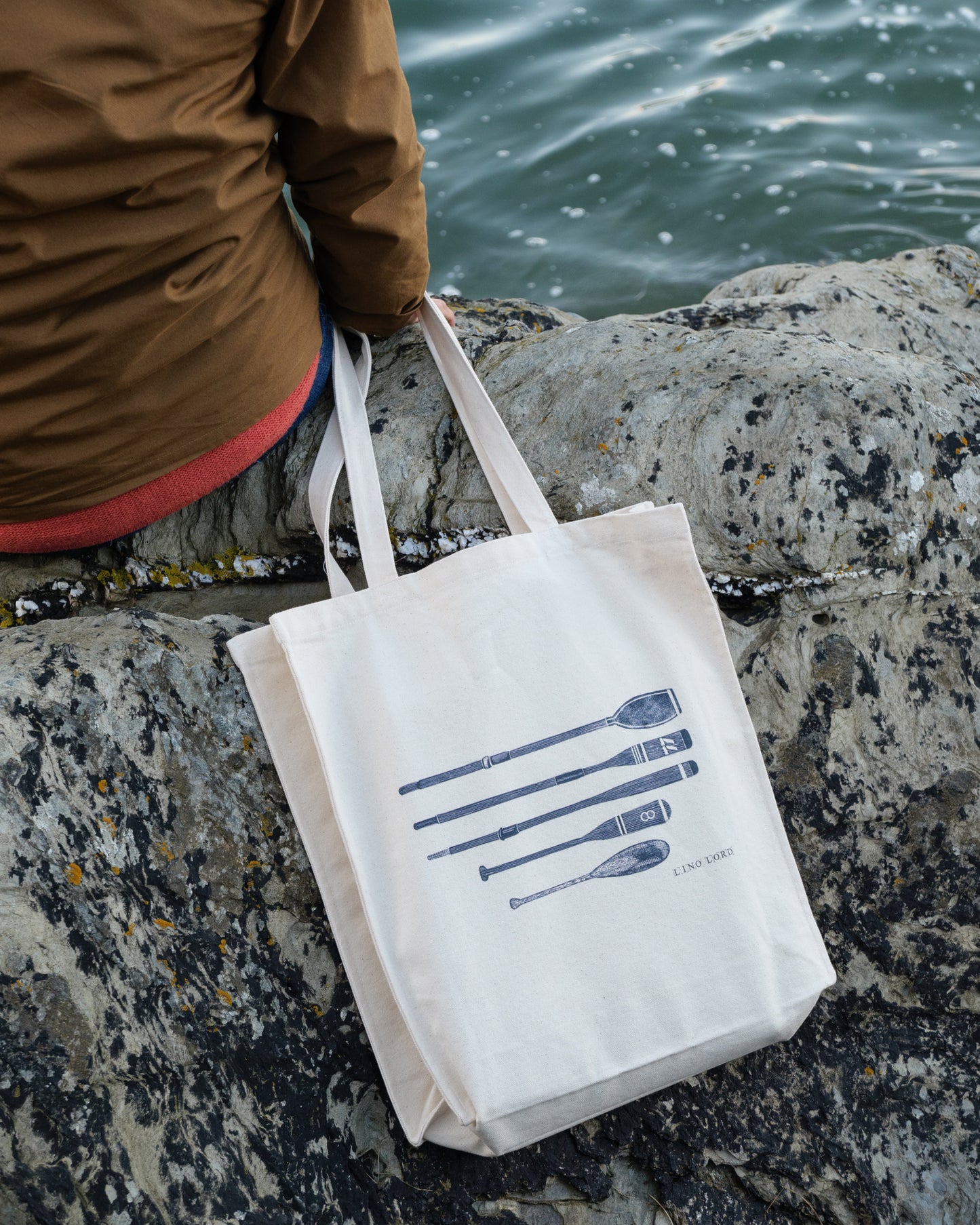 Canvas shopper bag with Oars & Paddles Lino Print