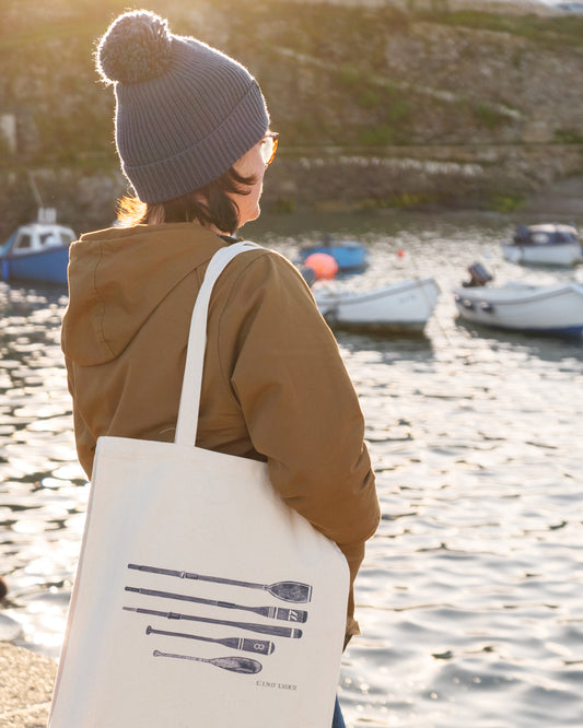 Canvas shopper bag with Oars & Paddles Lino Print