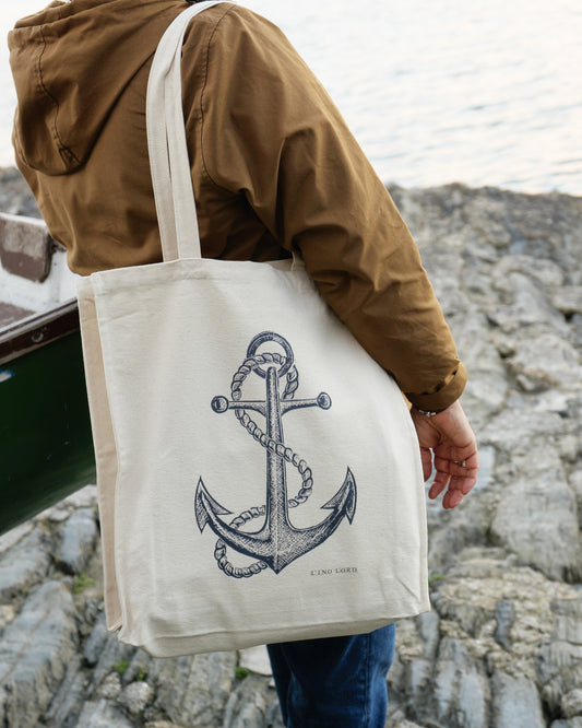 Canvas shopper bag with Anchor Lino Print