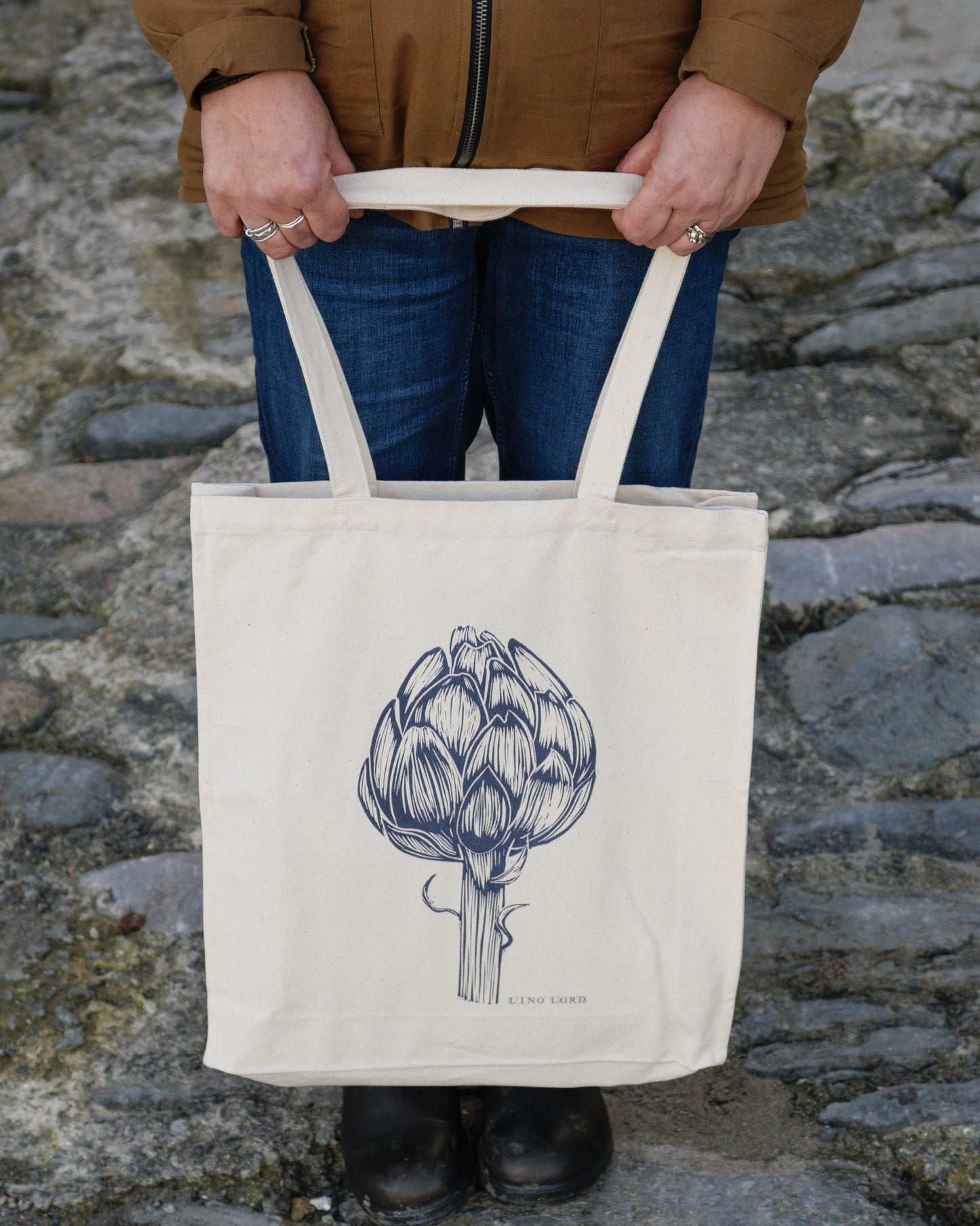 Canvas shopper bag with Artichoke Lino Print