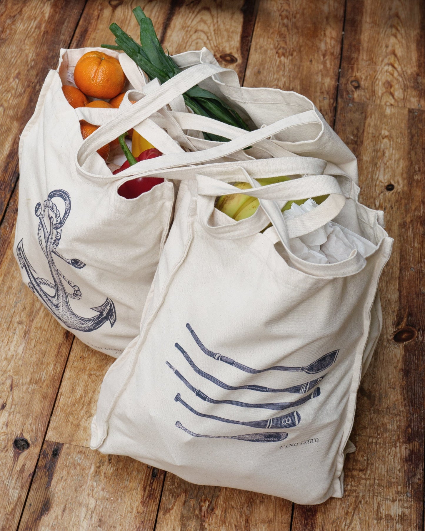 Canvas shopper bag with Pebble Lino Print