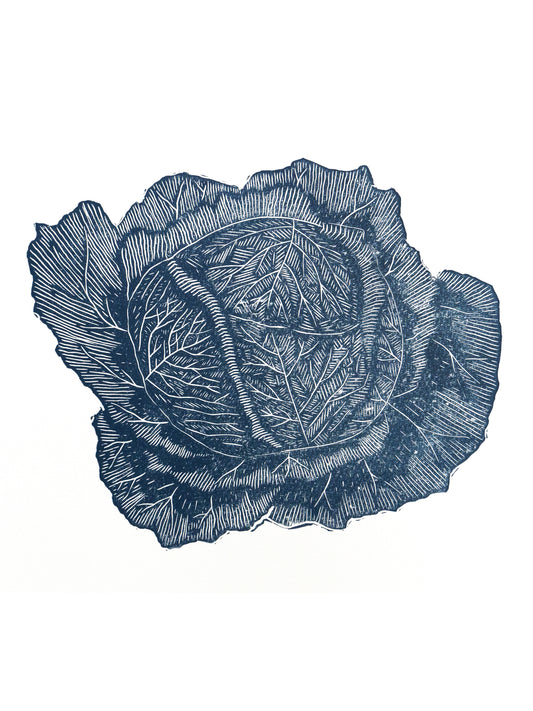 Savoy Cabbage Lino Print - Test Print