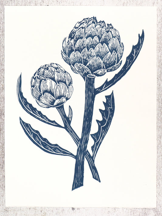 Pair of Artichokes Lino Print