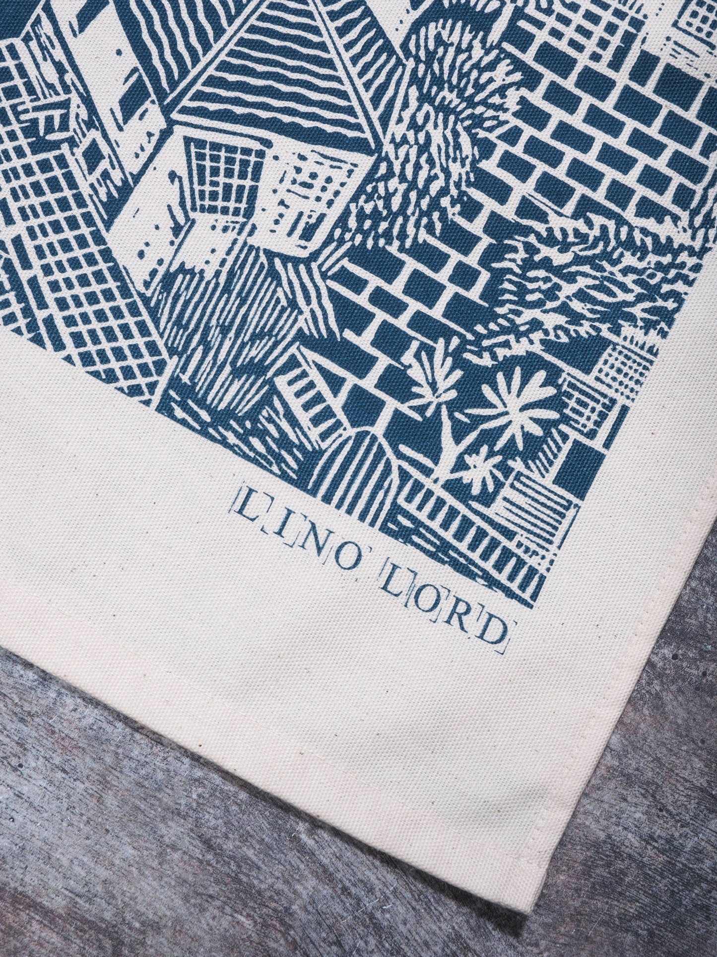 Organic Cotton Tea Towel with Rooftops, Port Isaac Lino Print