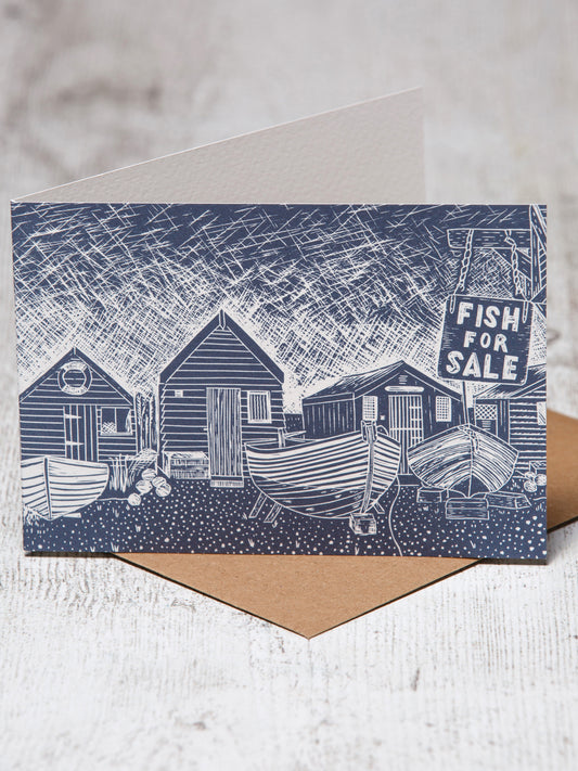 Fisherman's Huts, Southwold A6 Greeting Card